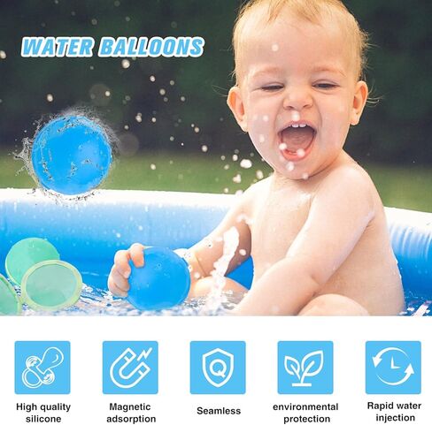 18 قطعة من بالونات قنبلة المياه القابلة لإعادة الاستخدام، بالونات مياه مغناطيسية قابلة لإعادة الملء، كرات قنبلة مائية من السيليكون ذاتية الغلق للأطفال والشباب والكبار في الفناء الخلفي للصيف والأنشطة الخارجية والألعاب المائية والحفلات in Kuwait