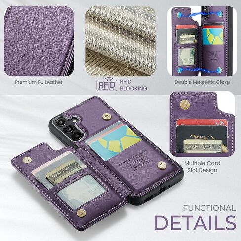 Asuwish Phone Case for Samsung Galaxy A35 5G Wallet Cover with Tempered Glass Screen Protector and RFID Blocking PU Leather Credit Card Holder Stand Cell Accessories A 35 35A A355G Women Men Purple in Saudi Arabia