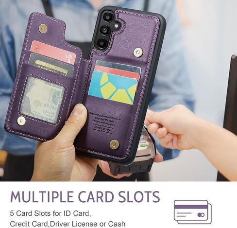 Asuwish Phone Case for Samsung Galaxy A35 5G Wallet Cover with Tempered Glass Screen Protector and RFID Blocking PU Leather Credit Card Holder Stand Cell Accessories A 35 35A A355G Women Men Purple in Saudi Arabia