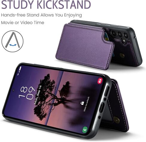 Asuwish Phone Case for Samsung Galaxy A35 5G Wallet Cover with Tempered Glass Screen Protector and RFID Blocking PU Leather Credit Card Holder Stand Cell Accessories A 35 35A A355G Women Men Purple in Saudi Arabia
