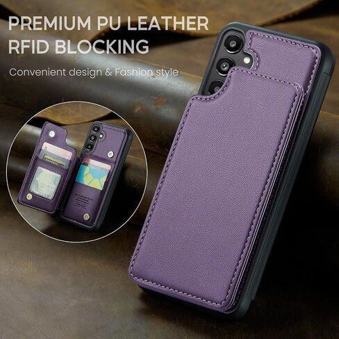 Asuwish Phone Case for Samsung Galaxy A35 5G Wallet Cover with Tempered Glass Screen Protector and RFID Blocking PU Leather Credit Card Holder Stand Cell Accessories A 35 35A A355G Women Men Purple in Saudi Arabia