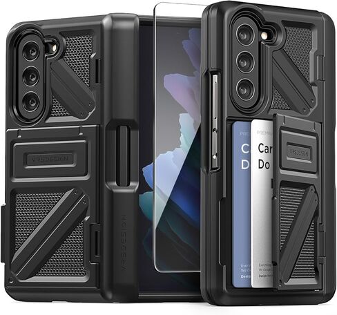 حافظة هاتف Terra Guard Ultimate GO S لهاتف Galaxy Z Fold 5 5G (2023)، من VRS DESIGN، حافظة محفظة مميزة الكل في واحد مع مقصورة قلم S وواقي شاشة (أسود غير لامع / متجدد) in Kuwait