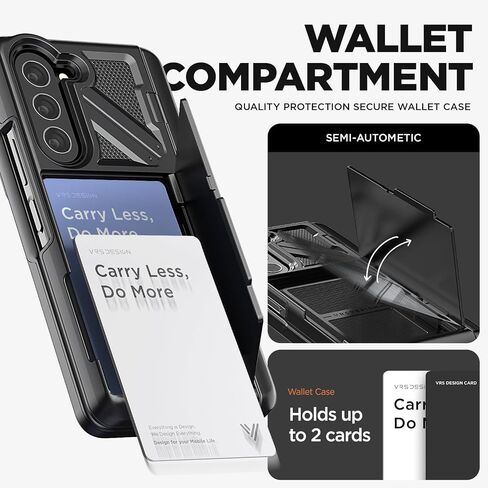 حافظة هاتف Terra Guard Ultimate GO S لهاتف Galaxy Z Fold 5 5G (2023)، من VRS DESIGN، حافظة محفظة مميزة الكل في واحد مع مقصورة قلم S وواقي شاشة (أسود غير لامع / متجدد) in Kuwait