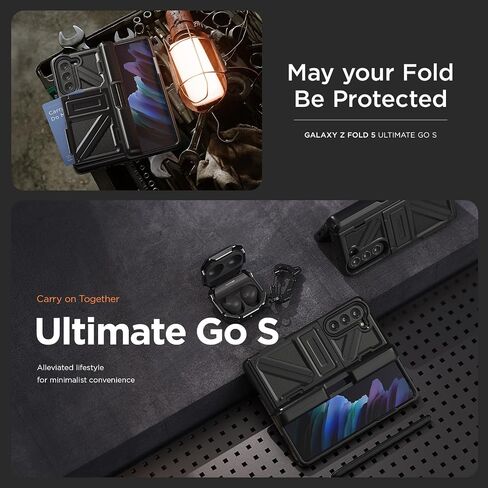 حافظة هاتف Terra Guard Ultimate GO S لهاتف Galaxy Z Fold 5 5G (2023)، من VRS DESIGN، حافظة محفظة مميزة الكل في واحد مع مقصورة قلم S وواقي شاشة (أسود غير لامع / متجدد) in Kuwait