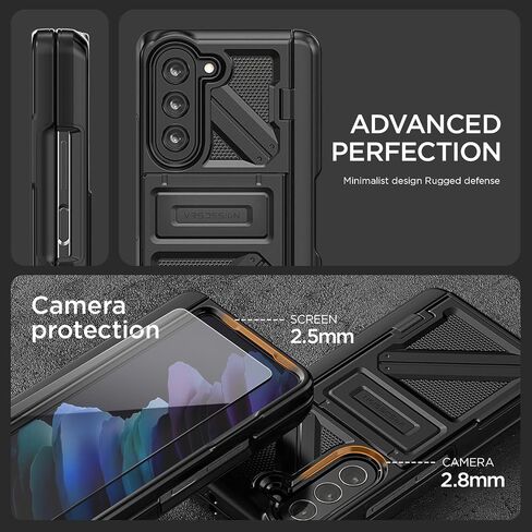 حافظة هاتف Terra Guard Ultimate GO S لهاتف Galaxy Z Fold 5 5G (2023)، من VRS DESIGN، حافظة محفظة مميزة الكل في واحد مع مقصورة قلم S وواقي شاشة (أسود غير لامع / متجدد) in Kuwait