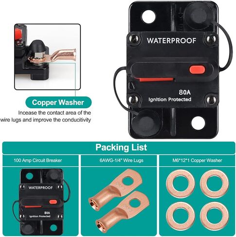 200 Amp Circuit Breaker,with Manual Reset,Waterproof, 12V-48V DC, 30-308A,for Car Marine Trolling Motors Boat ATV Manual Power Protect for Audio System Fuse (JTST0010) in Saudi Arabia