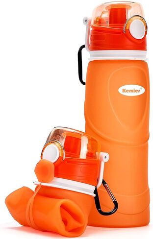 Kemier Collapsible Silicone Water Bottles-750ML,Medical Grade,BPA Free Travel Water Bottle Can Roll Up,26oz,Leak Proof Foldable Sports & Outdoor Water Bottles in Saudi Arabia