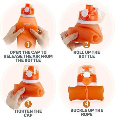 Kemier Collapsible Silicone Water Bottles-750ML,Medical Grade,BPA Free Travel Water Bottle Can Roll Up,26oz,Leak Proof Foldable Sports & Outdoor Water Bottles in Saudi Arabia