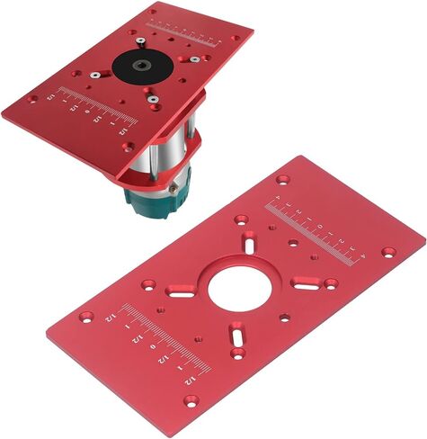 Router Table Insert Plate, DIY Aluminum Alloy Lift System for Woodworking Benches, 2 Insert Ring, Router Table Machine Wood Tools,Router Lift Base Board Accessories for Multiple Routers (Red) in Saudi Arabia