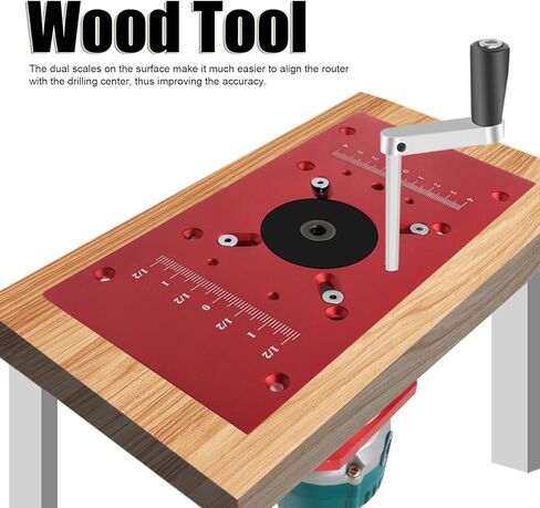 Router Table Insert Plate, DIY Aluminum Alloy Lift System for Woodworking Benches, 2 Insert Ring, Router Table Machine Wood Tools,Router Lift Base Board Accessories for Multiple Routers (Red) in Saudi Arabia