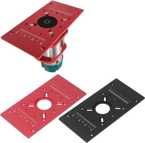 Router Table Insert Plate, DIY Aluminum Alloy Lift System for Woodworking Benches, 2 Insert Ring, Router Table Machine Wood Tools,Router Lift Base Board Accessories for Multiple Routers (Red) in Saudi Arabia