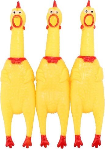 Squeeze Rubber Chicken14.5 inch /37cm Funny Style - Screaming Chicken Toy for Dogs, Party Favors, Easter Eggs, Pinata, Prank, Christmas, Rewards, Carnival, Interactive, Untistress Toy. (3 Chikens) in Saudi Arabia