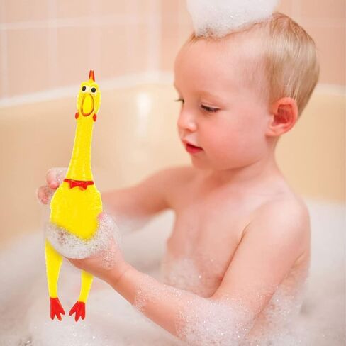 لعبة دجاج مطاطية مضغوطة مقاس 14.5 بوصة / 37 سم - لعبة دجاج صراخ للكلاب، هدايا الحفلات، بيض عيد الفصح، بيناتا، مزحة، عيد الميلاد، المكافآت، الكرنفال، لعبة تفاعلية، غير مضغوطة. (3 دجاج) in Kuwait