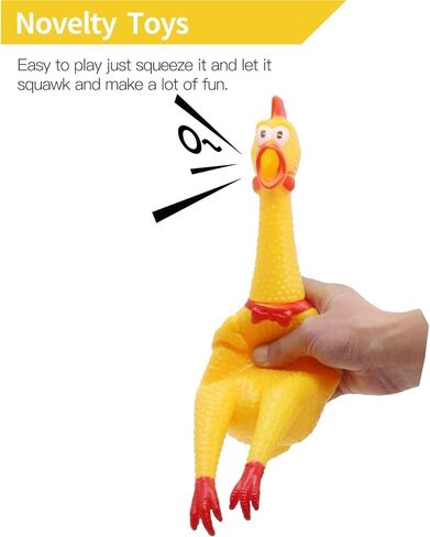 Squeeze Rubber Chicken14.5 inch /37cm Funny Style - Screaming Chicken Toy for Dogs, Party Favors, Easter Eggs, Pinata, Prank, Christmas, Rewards, Carnival, Interactive, Untistress Toy. (3 Chikens) in Saudi Arabia