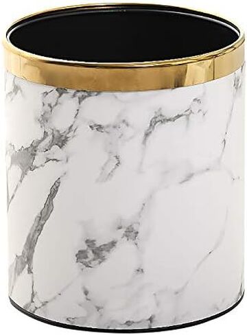 Small office trash can garbage can Metal Open top wastebasket bin with removable gold ring which for hold garbage bag for Bathroom,Living room,bedroom Using (Gold Crocodile Pattern) in Saudi Arabia