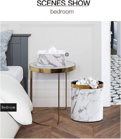 Small office trash can garbage can Metal Open top wastebasket bin with removable gold ring which for hold garbage bag for Bathroom,Living room,bedroom Using (Gold Crocodile Pattern) in Saudi Arabia