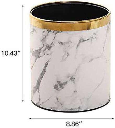 Small office trash can garbage can Metal Open top wastebasket bin with removable gold ring which for hold garbage bag for Bathroom,Living room,bedroom Using (Gold Crocodile Pattern) in Saudi Arabia