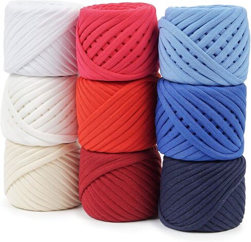 T-Shirt Yarn Fettuccini Zpagetti Set, 9 Balls Total of 196 Yards, Tshirt Yarn Kit for Crocheting, Ribbon Cotton Yarn, Knitting Yarn Ball, T Yarn Organic, T-Yarn - Angelina Set in Saudi Arabia