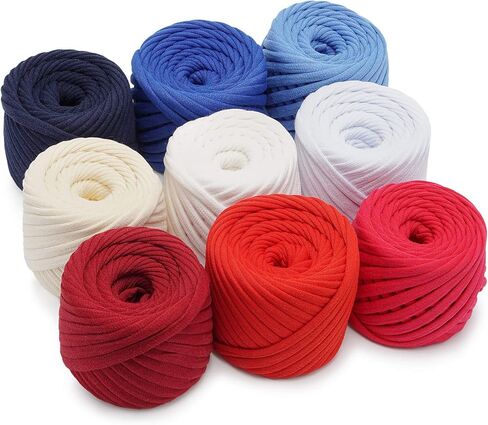 T-Shirt Yarn Fettuccini Zpagetti Set, 9 Balls Total of 196 Yards, Tshirt Yarn Kit for Crocheting, Ribbon Cotton Yarn, Knitting Yarn Ball, T Yarn Organic, T-Yarn - Angelina Set in Saudi Arabia