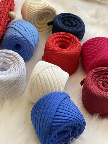 T-Shirt Yarn Fettuccini Zpagetti Set, 9 Balls Total of 196 Yards, Tshirt Yarn Kit for Crocheting, Ribbon Cotton Yarn, Knitting Yarn Ball, T Yarn Organic, T-Yarn - Angelina Set in Saudi Arabia