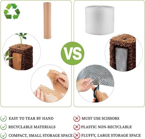 لفة ورق التعبئة على شكل قرص العسل من Larcenciel مقاس 38.1 سم × 98 بوصة مع ملصقات هشة، ورق تغليف أسود كرافت مبطن، مادة تعبئة قابلة للتحلل البيولوجي بديلة للفقاعات لتحريك شحن حشو التعبئة in Kuwait