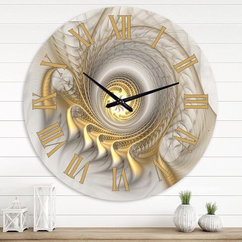 DesignQ Modern Wall Clock 'Glowing Fractal with Recursive Curves' Large Wall Clock for Kitchen Decor in Saudi Arabia