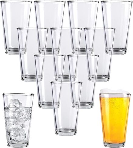 Pint Beer Glasses Set of 2 – 16 oz Tall Clear Drinking Glasses and All Purpose Tumblers – Heavy Base Cocktail, Water, Juice Glass – Pub Style Design For Home Dining, Bars, and Parties in Saudi Arabia