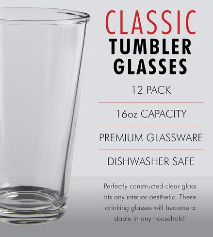 Pint Beer Glasses Set of 2 – 16 oz Tall Clear Drinking Glasses and All Purpose Tumblers – Heavy Base Cocktail, Water, Juice Glass – Pub Style Design For Home Dining, Bars, and Parties in Saudi Arabia
