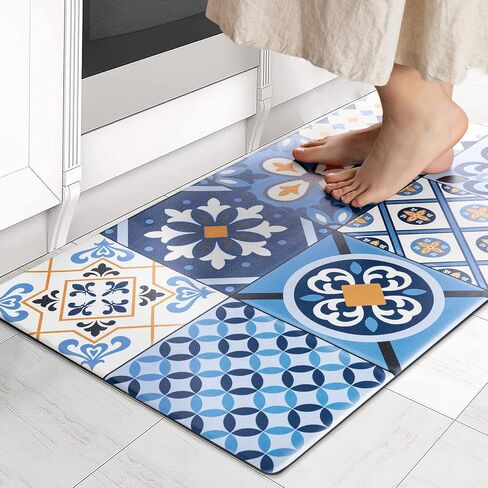 Ashler Kitchen Mats Cushioned Anti-Fatigue Kitchen Rugs, Non-Slip Waterproof Kitchen Floor Mats, Ergonomic Comfort Foam Standing Rug for Kitchen, Office, Floor, Laundry, Sink, 17x47 in, Light Grey in Saudi Arabia