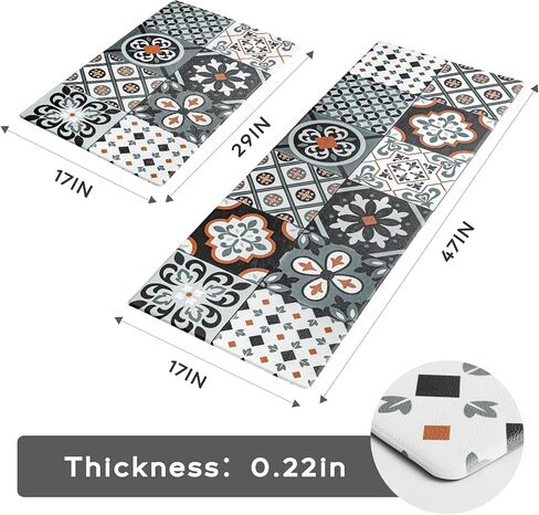 Ashler Kitchen Mats Cushioned Anti-Fatigue Kitchen Rugs, Non-Slip Waterproof Kitchen Floor Mats, Ergonomic Comfort Foam Standing Rug for Kitchen, Office, Floor, Laundry, Sink, 17x47 in, Light Grey in Saudi Arabia