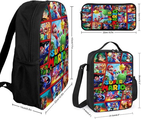 Kids Backpack School Bag with Insulated Lunch Box Pencil Case Set for Boys Girls Student Cute Lightweight Bookbag Gift, KLYDW65-{id} in Saudi Arabia