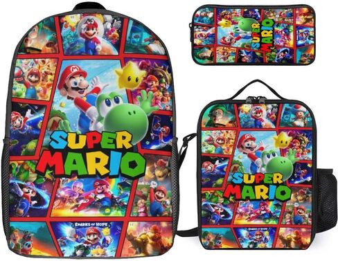 Kids Backpack School Bag with Insulated Lunch Box Pencil Case Set for Boys Girls Student Cute Lightweight Bookbag Gift, KLYDW65-{id} in Saudi Arabia