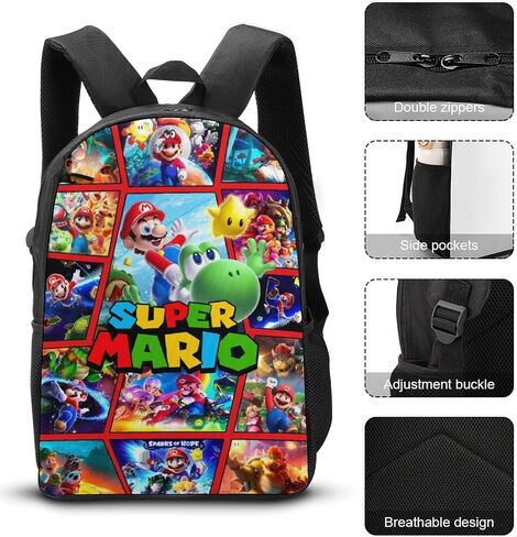 Kids Backpack School Bag with Insulated Lunch Box Pencil Case Set for Boys Girls Student Cute Lightweight Bookbag Gift, KLYDW65-{id} in Saudi Arabia