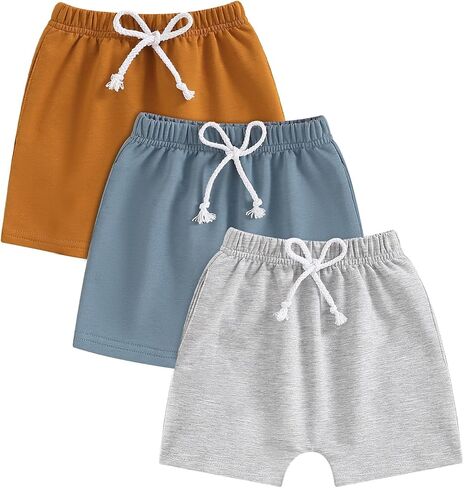 Baby Boys' 3-Pack Pull-on Jogger Shorts Knit Shorts Classic Fit Elastic Waist Toddler Shorts Kids Multipacks Pants in Saudi Arabia