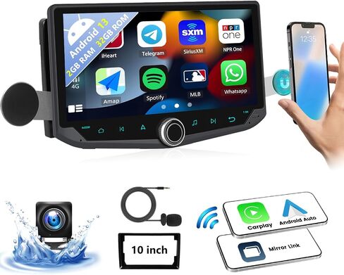 2+32G Android 13 Double Din Touchscreen Car Stereo with Wireless CarPlay Android Auto, 10.88 '' IPS in Dash GPS Radio with WiFi Mirror Link Bluetooth FM RDS EQ SWC USB Phone Holder + Backup Camera in Saudi Arabia