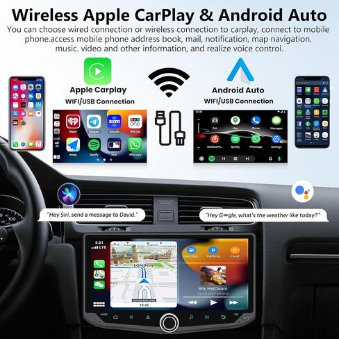 2+32G Android 13 Double Din Touchscreen Car Stereo with Wireless CarPlay Android Auto, 10.88 '' IPS in Dash GPS Radio with WiFi Mirror Link Bluetooth FM RDS EQ SWC USB Phone Holder + Backup Camera in Saudi Arabia