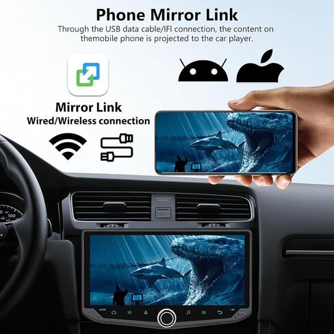 2+32G Android 13 Double Din Touchscreen Car Stereo with Wireless CarPlay Android Auto, 10.88 '' IPS in Dash GPS Radio with WiFi Mirror Link Bluetooth FM RDS EQ SWC USB Phone Holder + Backup Camera in Saudi Arabia