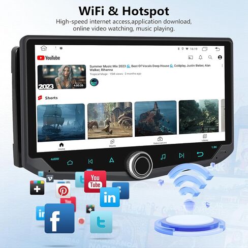 2+32G Android 13 Double Din Touchscreen Car Stereo with Wireless CarPlay Android Auto, 10.88 '' IPS in Dash GPS Radio with WiFi Mirror Link Bluetooth FM RDS EQ SWC USB Phone Holder + Backup Camera in Saudi Arabia