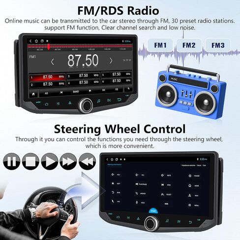 2+32G Android 13 Double Din Touchscreen Car Stereo with Wireless CarPlay Android Auto, 10.88 '' IPS in Dash GPS Radio with WiFi Mirror Link Bluetooth FM RDS EQ SWC USB Phone Holder + Backup Camera in Saudi Arabia