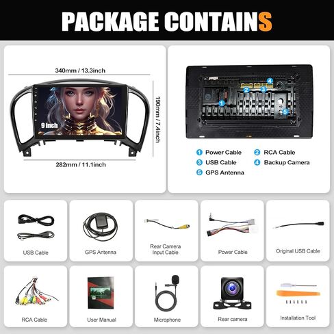 2G+64G Car Stereo Radio with Wireless CarPlay Android Auto for Nissan Juke 2011-2014, 9" Android 13 Radio Touch Screen Bluetooth Car Radio with GPS Navigation HiFi WiFi FM RDS Backup Camera in Saudi Arabia