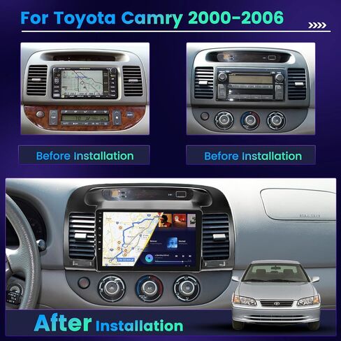 Hikity 4+64GB for Toyota Camry 2000-2006 Android 13 Car Radio with Wireless Carplay Android Auto, 9'' Touch Screen Stere Support SIM Card WiFi GPS Bluetooth 5.0, AM/FM/RDS, EQ DSP, Backup Camera MIC in Saudi Arabia