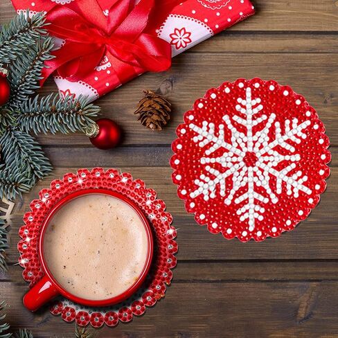 Diamond Painting Coasters Kits, LVIITIS 6pcs 5D Christmas Diamond Painting Coasters with Holder for Adults and Kids,DIY Diamond Art Coasters for Beginners Home Decor (Mandala Style B) in Saudi Arabia