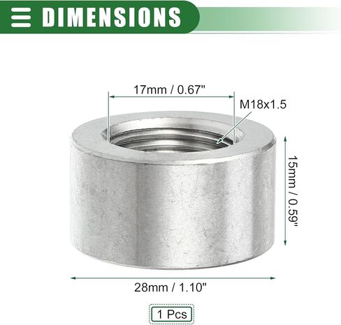 Motoforti Universal Car O2 Oxygen Sensor Bung Weld Bung, M18x1.5, Durable, Stainless Steel, Silver Tone, 5 Pcs in Saudi Arabia