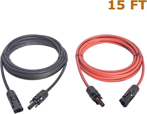 سلك كابل تمديد للوحة الشمسية بطول 20 قدم مع موصل ذكر وأنثى باللونين الأسود والأحمر 12AWG in Saudi Arabia