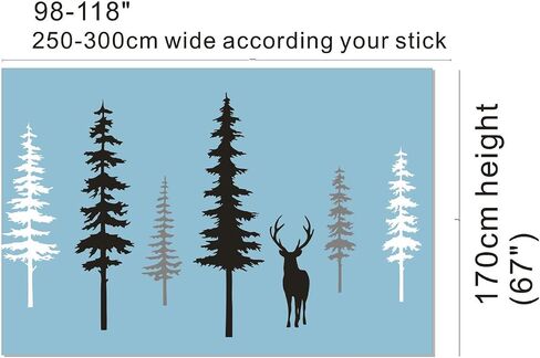 Large Forest Pine Tree with Bear Wall Decals Woodland Trees Wall Sticker for Nursery Room Art Kids Room Bedroom Decoration Forest Tree Animal Wall Mural AM10(White +Gray+Black W/Bear) in Saudi Arabia