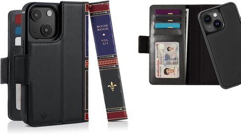 تويلف ساوث بوك بوك للايفون 15 ماكس | حافظة محفظة من الجلد الأصلي متوافقة مع MagSafe مع حامل شاشة + حافظة جلدية مستقلة قابلة للإزالة، بني in Kuwait