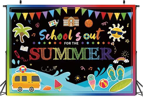 لافتة خلفية للمدرسة مقاس 7 × 5 أقدام، لافتة سوداء للأطفال في نهاية المدرسة، خلفية تصوير فوتوغرافي لنهاية المدرسة، خلفية لتزيين حفلات المدرسة (سبورة ملونة، 7 × 5 أقدام) in Kuwait