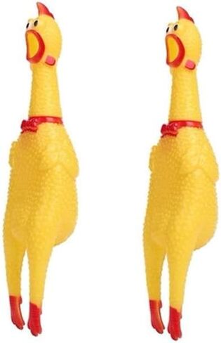 Squeeze Rubber Chicken14.5 inch /37cm Funny Style - Screaming Chicken Toy for Dogs, Party Favors, Easter Eggs, Pinata, Prank, Christmas, Rewards, Carnival, Interactive, Untistress Toy. (3 Chikens) in Saudi Arabia