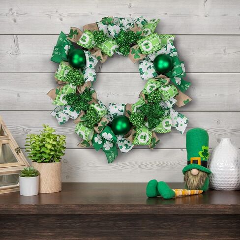 Ribbons and Shamrocks St. Patrick's Day Wreath 24-Inch Unlit in Saudi Arabia