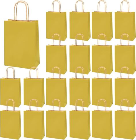Shindel 24PCS Gift Bags with Handles, Paper Bags Kraft Bags Warm Morandi Colors Paper Bags for Wedding Birthday Party Supplies and Gifts in Saudi Arabia